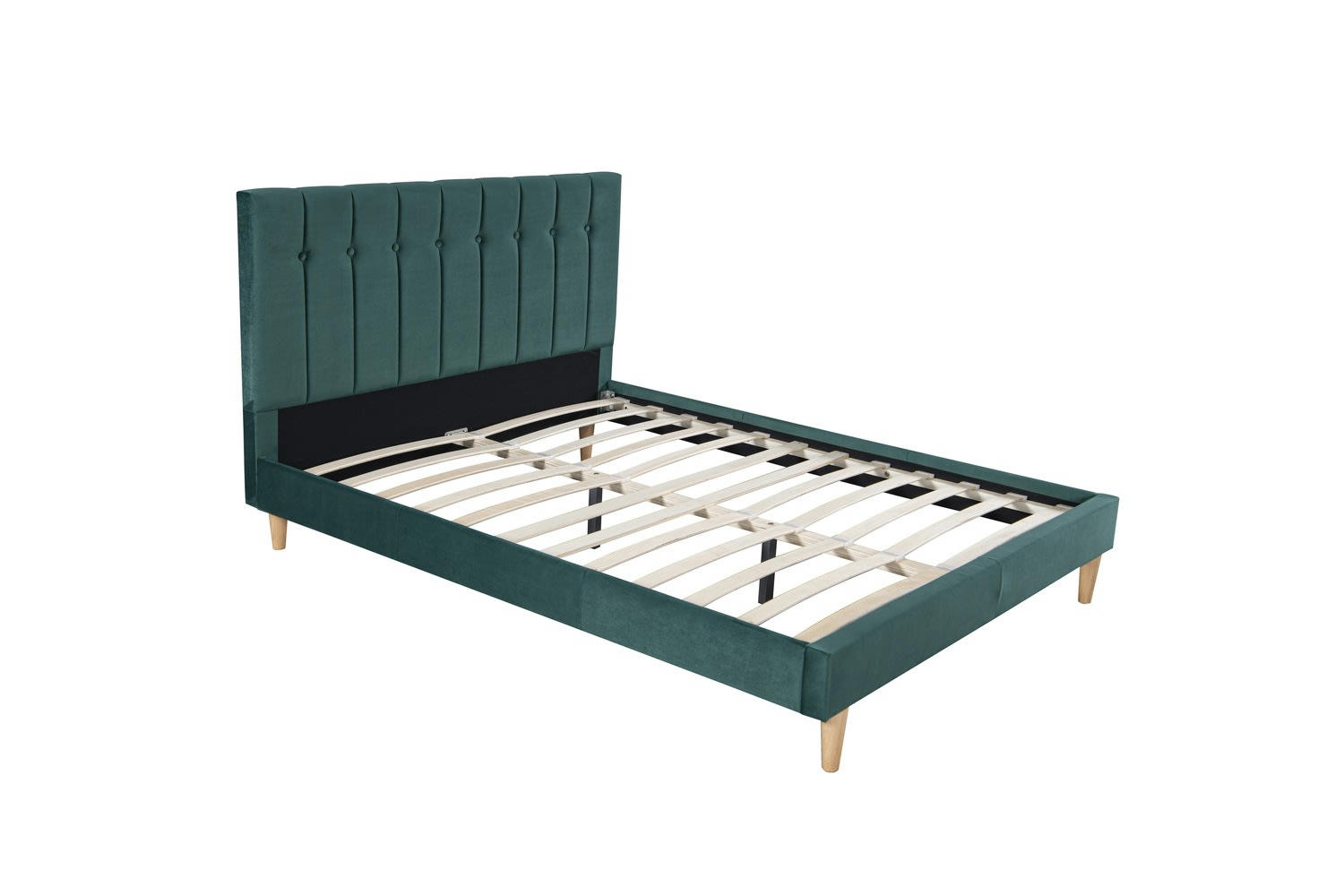 HANKO - Lit scandinave 140x190 cm en velours vert