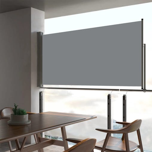NNEVL Patio Retractable Side Awning 80x300 cm Grey