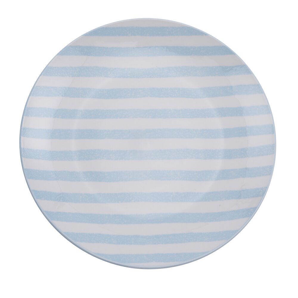 Assiette porcelaine x4 rayures blanches et colorées Ø24cm