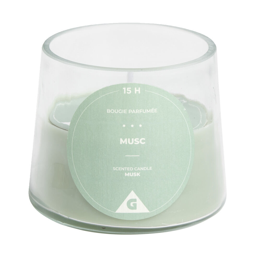 Bougie dans verre senteur musc Ø9xH7.5cm