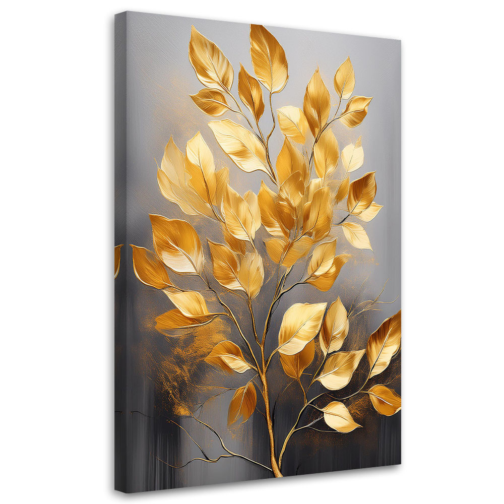 Feeby Obraz na płótnie, Złote Liście Minimalizm 40x60