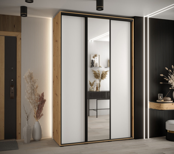 Szafa przesuwna 45 wysoka Davos 3 150 artisan biały czarny