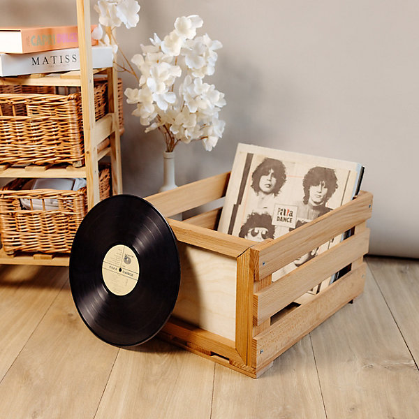 Creative Deco Caisse En Bois 46 x 36 x 29 cm - Boîte Pour Vinyles Jusquà 80 Disques Ou Jouets - Style Vintage