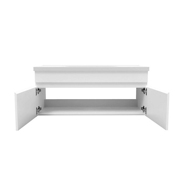 Meuble salle de bain simple vasque 100cm meuble   miroir Blanc