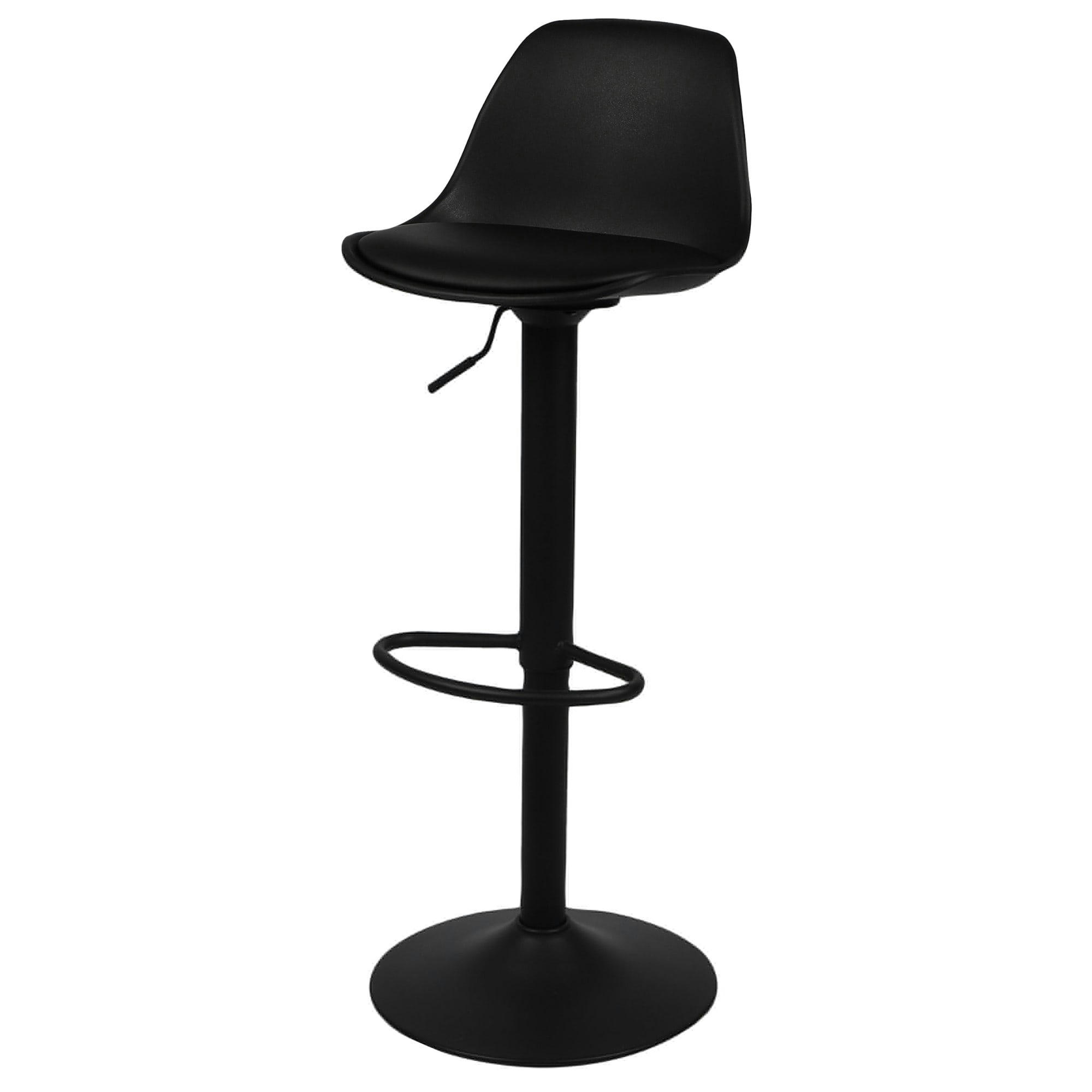 - Tabouret de bar métal noir et assise similicuir noir - H88cm à 108cm