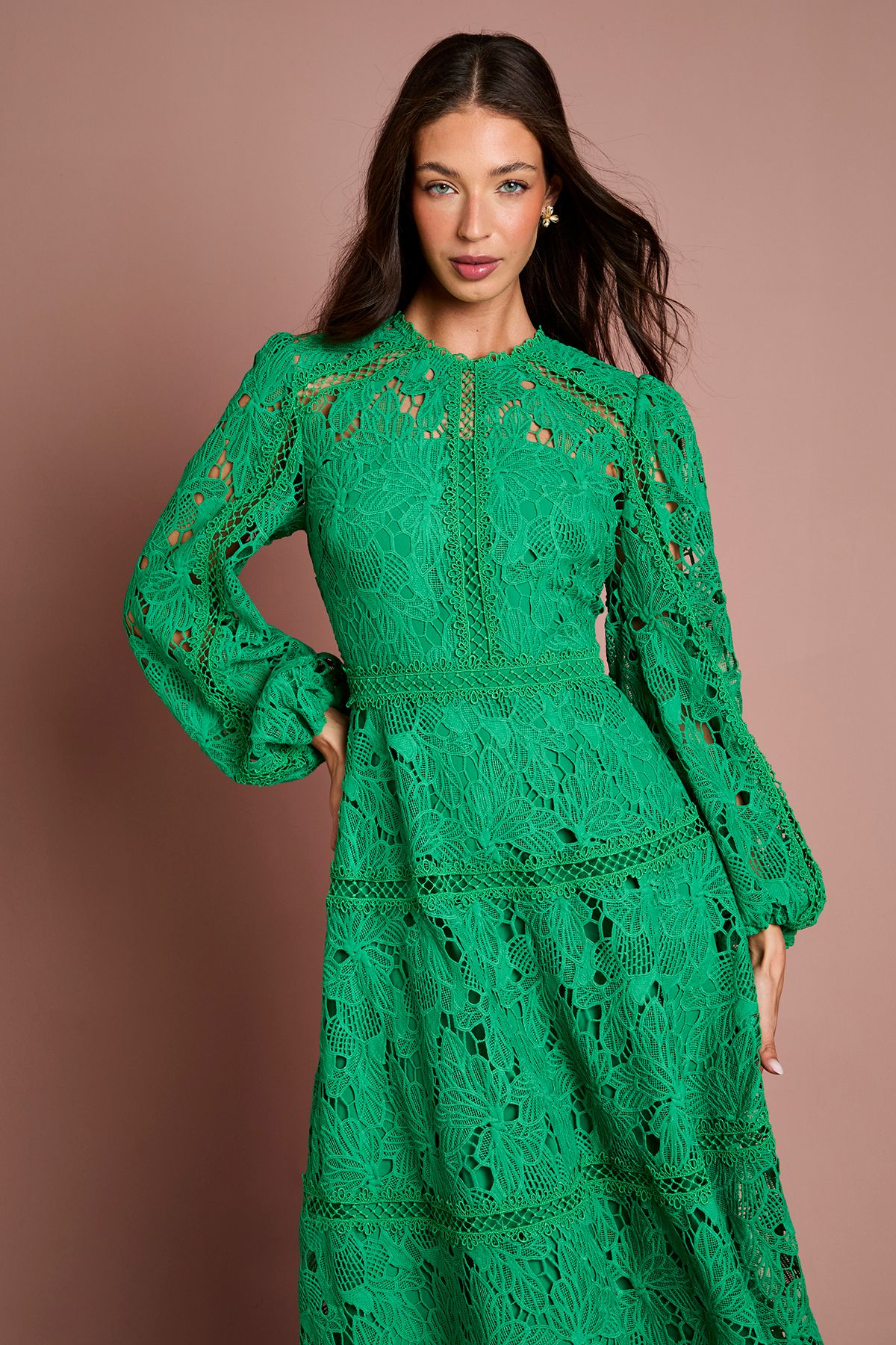 Coast Lace Panelled Long Sleeve Dress