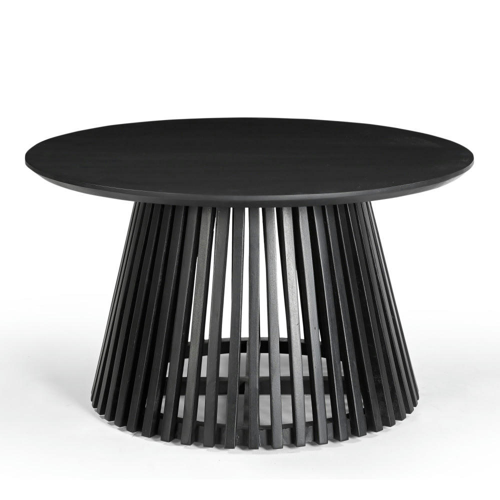JAMBI - Table basse ronde en bois massif D80cm noir