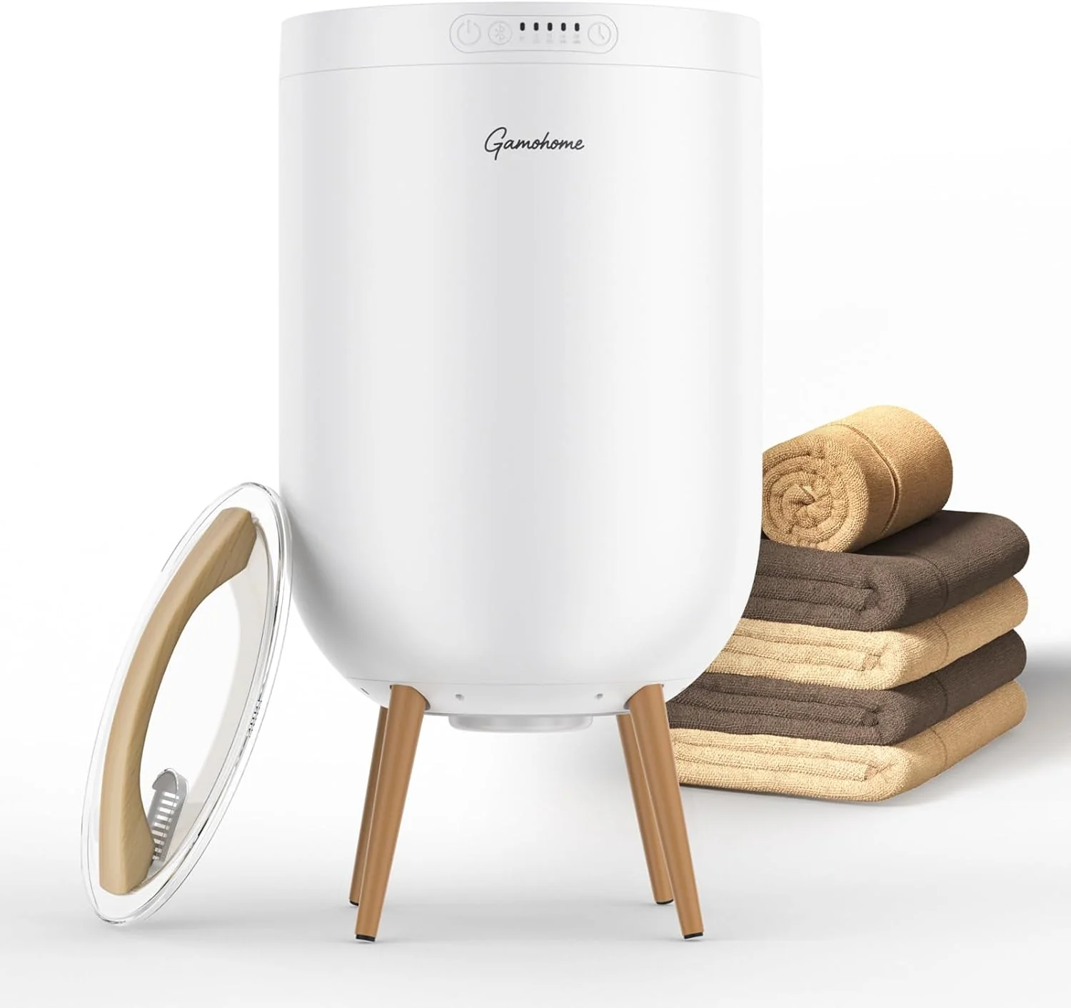 Towel Warmer Bucket with Bluetooth Speaker & Lights  Holds 2 Oversized Towels