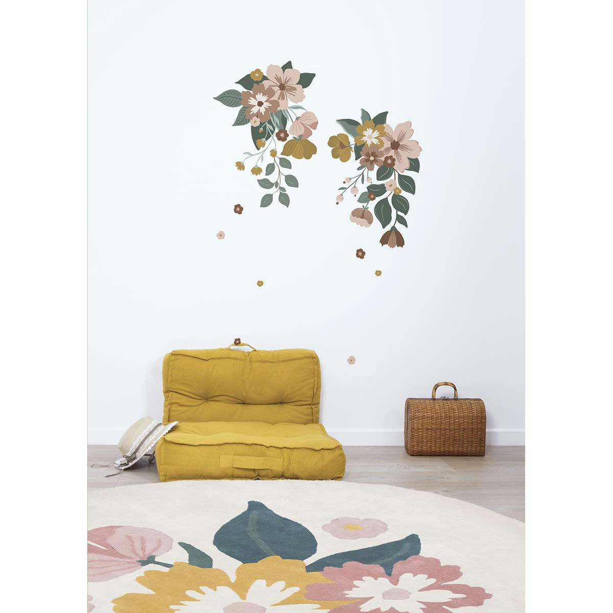 CAPUCINE - Grand sticker bouquets de fleurs en vinyle mat multicolore