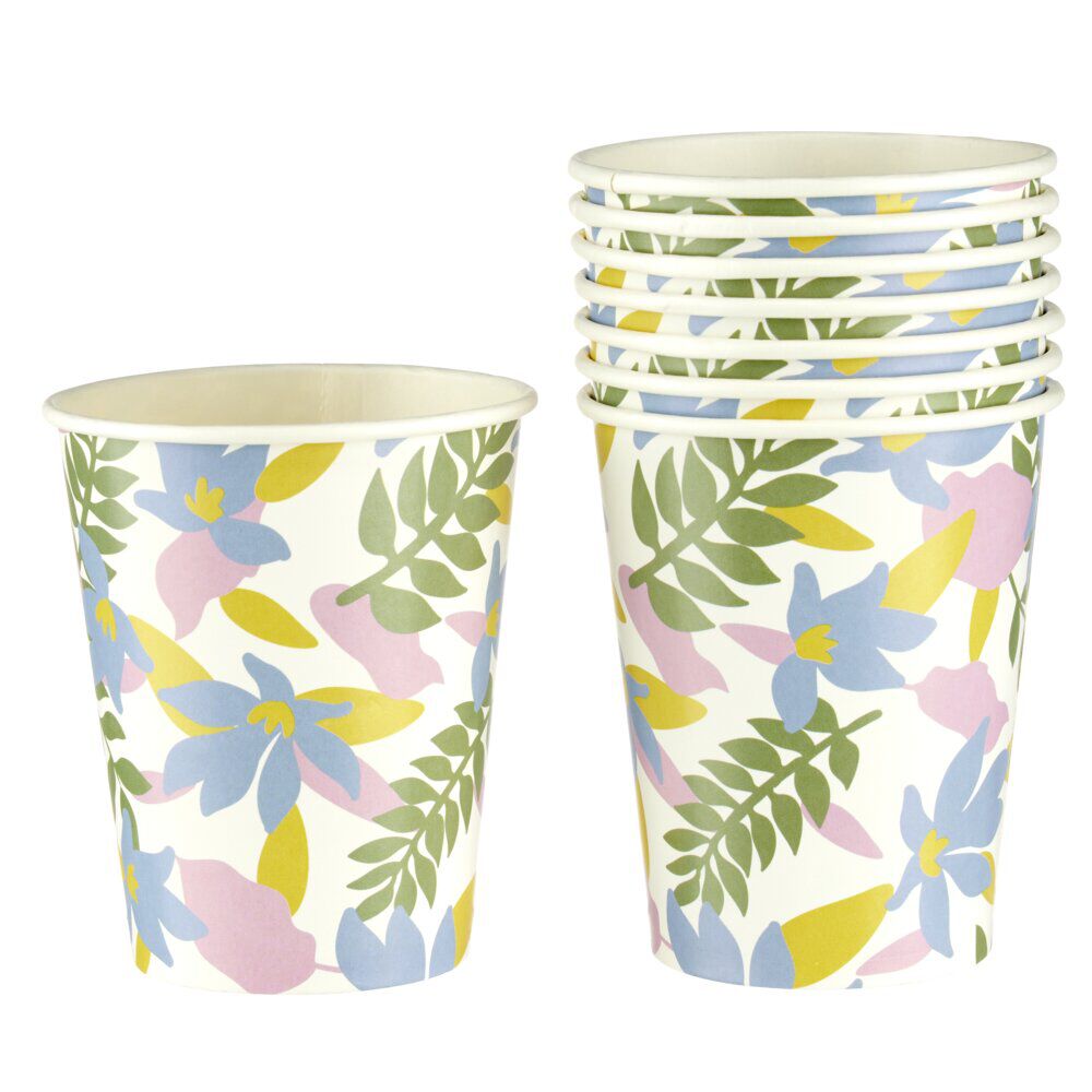 Gobelet en carton x8 motif fleur 25cl (2 modèles)
