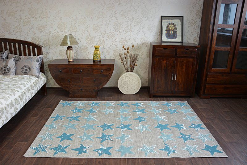 Dywan LISBOA 27219/754 Gwiazdy Gwiazdki Turkus 160x230 cm