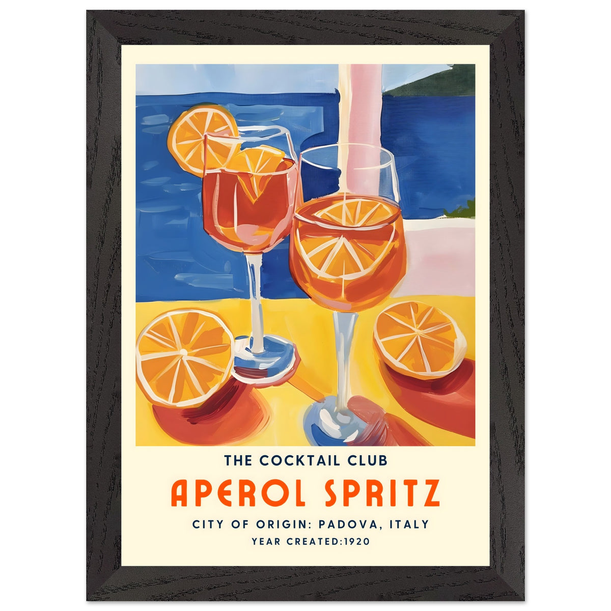 Artfulprints Poster met Lijst Aperol Spritz - The cocktail club I  - A4 21x29.7 cm - Meerkleurig