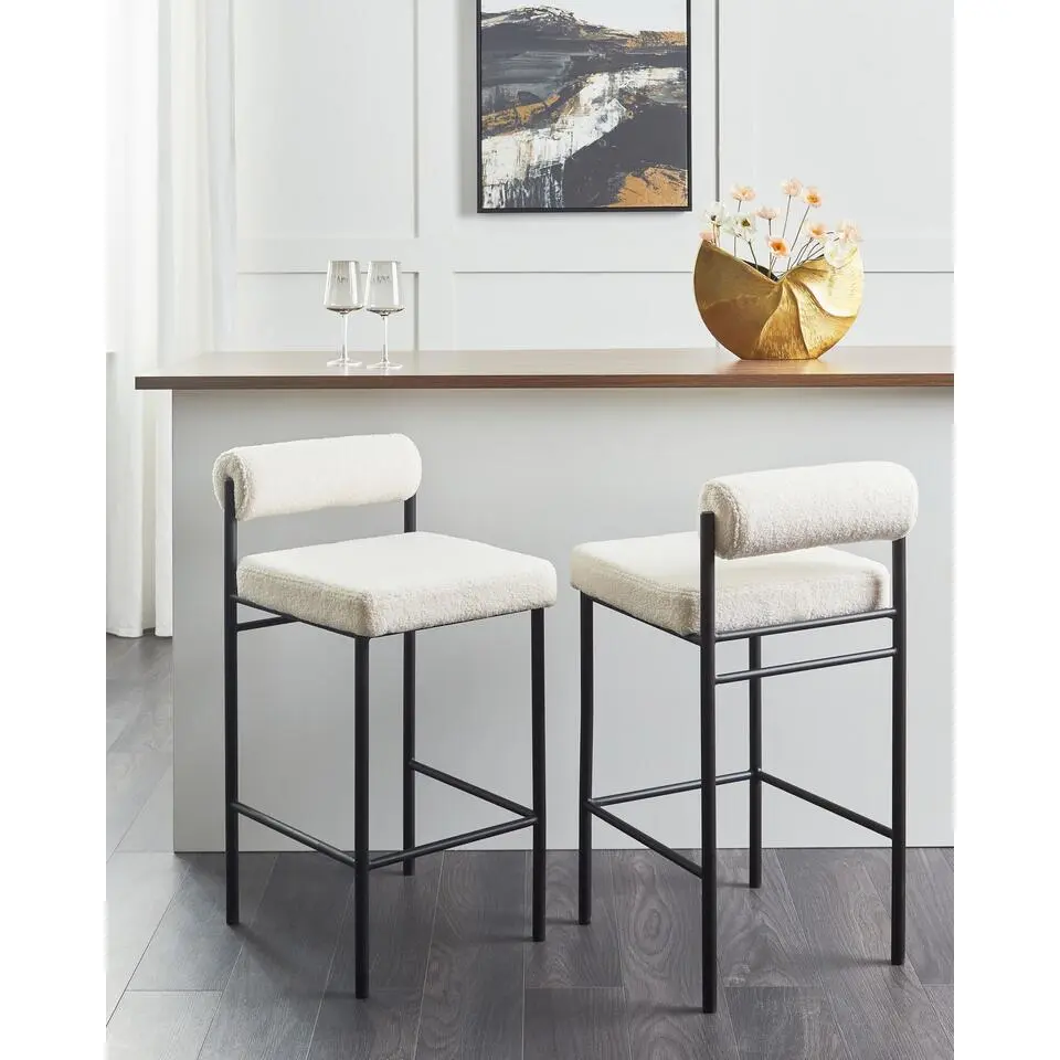 AMAYA - Barkruk set van 2 - Wit - Polyester