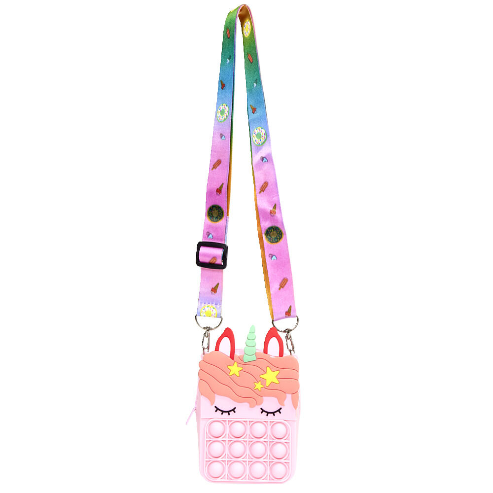 Sac bandoulière enfant pop it licorne 9x4xH13,5cm (3 modèles)