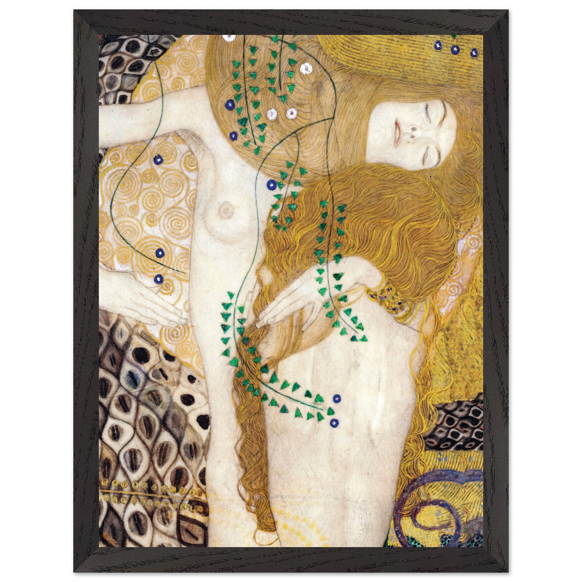 Artfulprints Poster met Lijst Gustav Klimt - Water snakes  - 30x40 cm - Geel