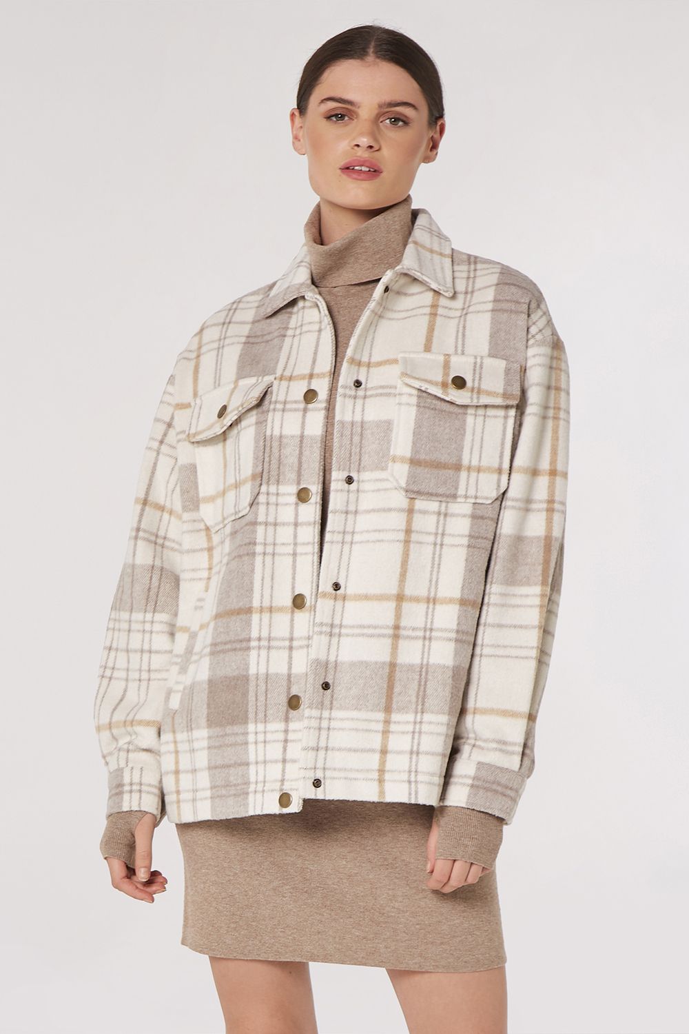 Apricot Classic Check Shacket