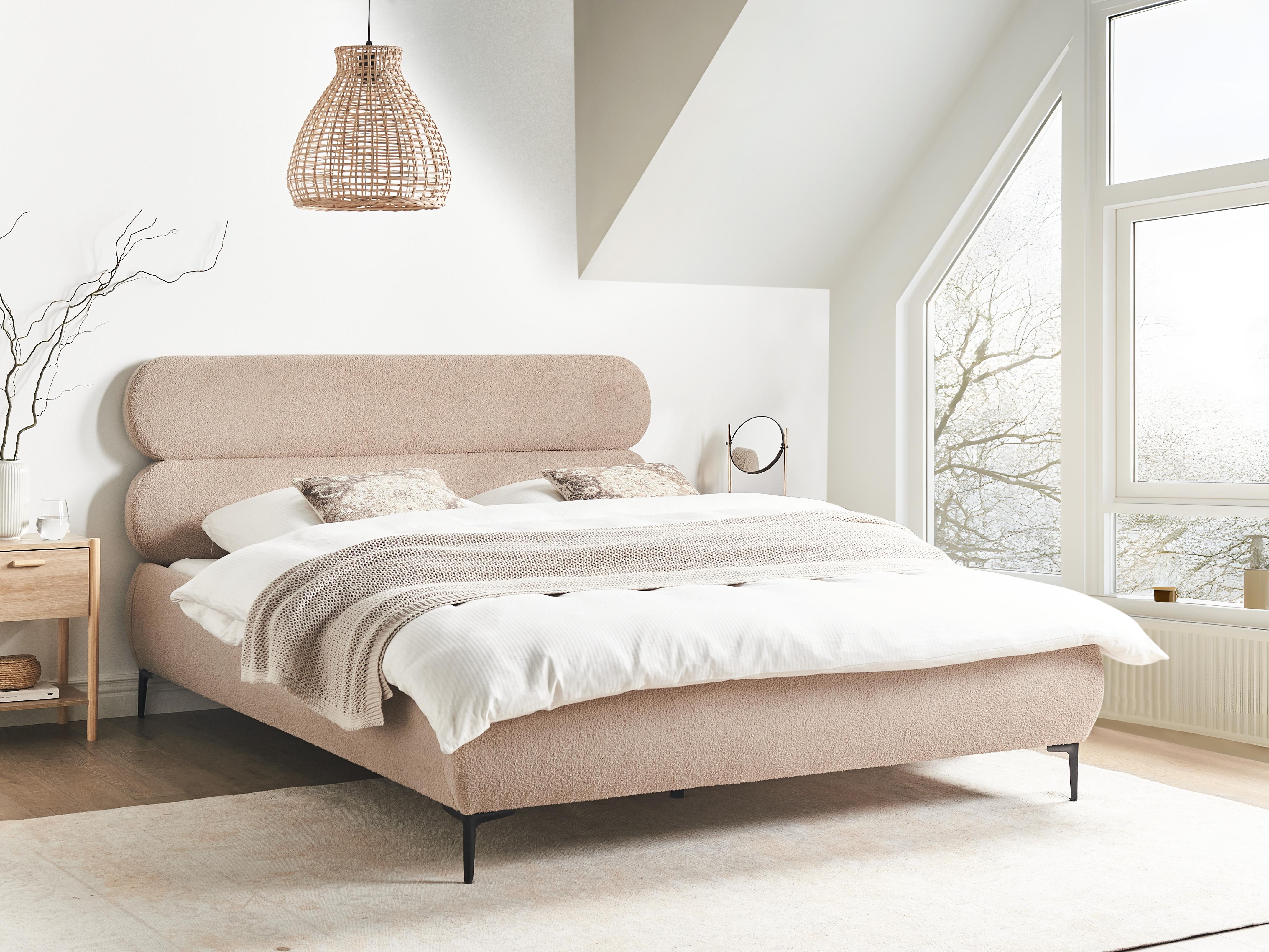 Bed Boucle LESSAY 160 x 200 cm (EU King Size) Taupe