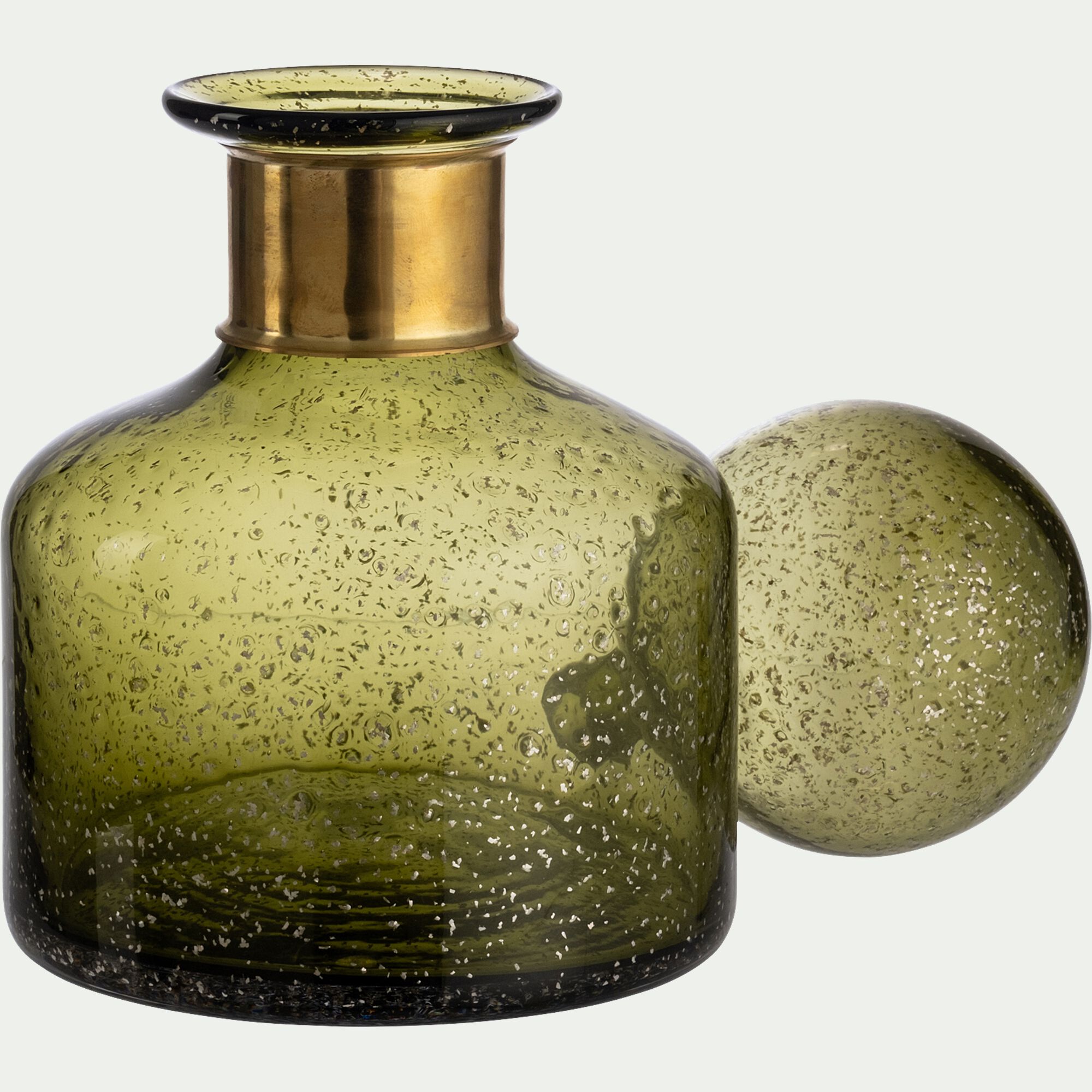 VOTEILLE - Vase bouteille en verre bullé H26cm - vert