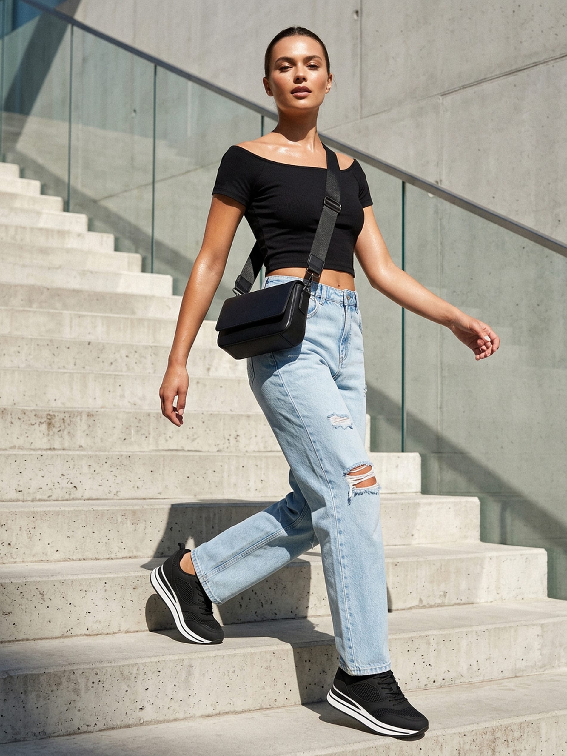 Crop top z krótkim rękawem