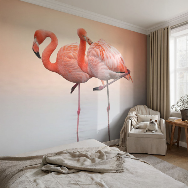 Samoprzylepna tapeta Delikatne flamingi 104x70 Wallfluent