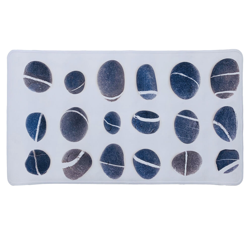 Fond de douche pvc blanc motif galets gris