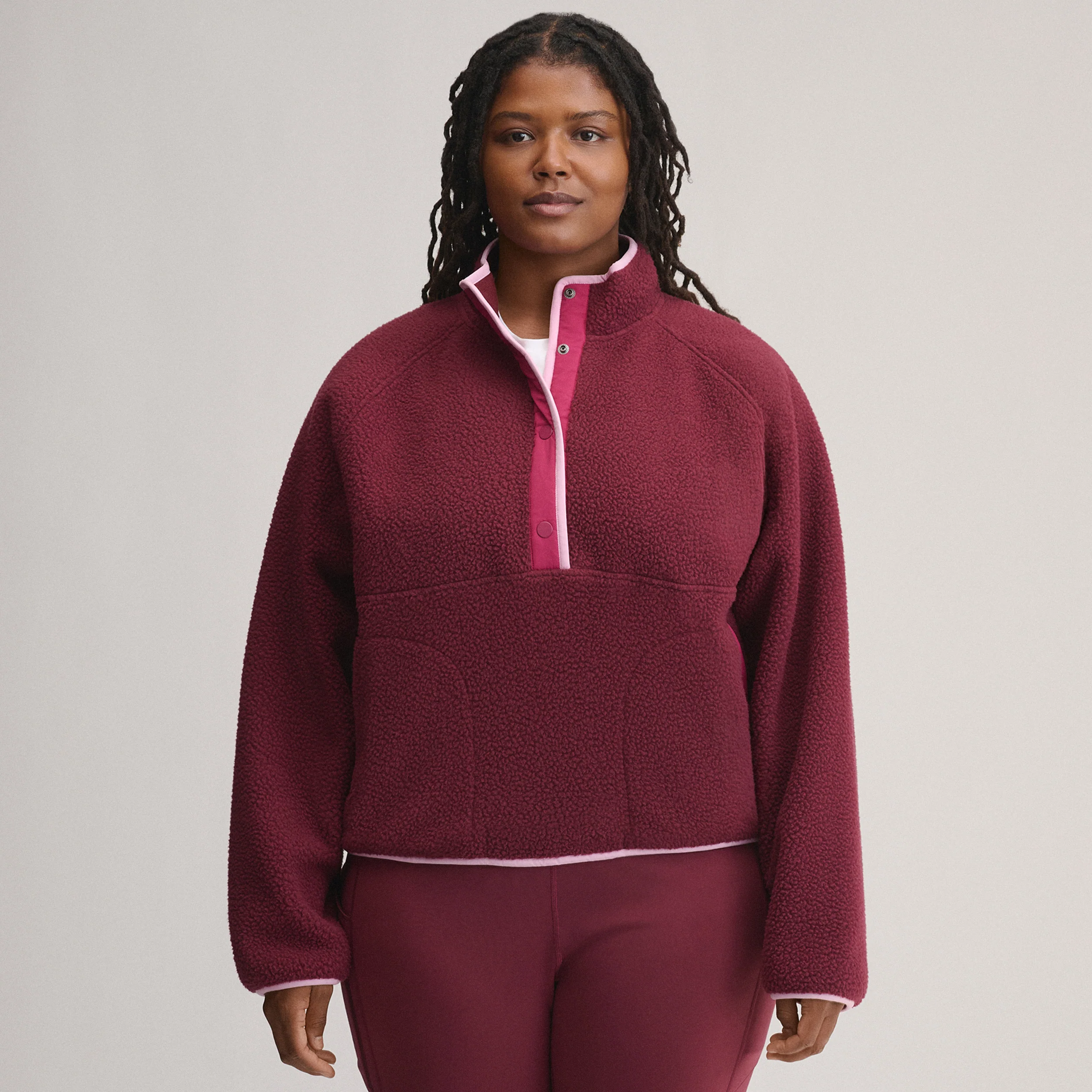 Women's Plush Fleece Snap-Mock Pullover