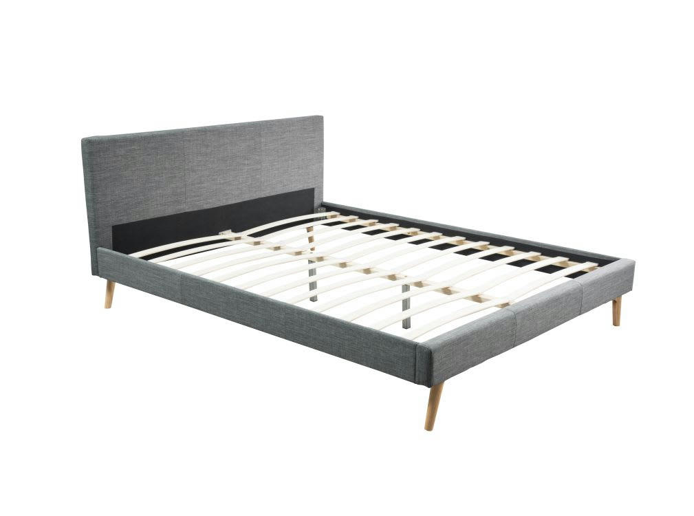 LODI - Cadre de lit avec sommier à lattes - Gris foncé - Largeur 140 cm
