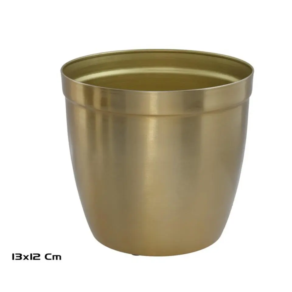 Gerimport bloempot Gea - goud - D13 cm - H12 cm - tuindecoratie