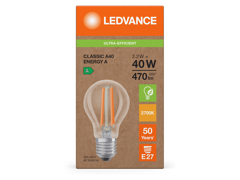 Żarówka LED BańkaE27 2,2W z ciepłą barwą światła