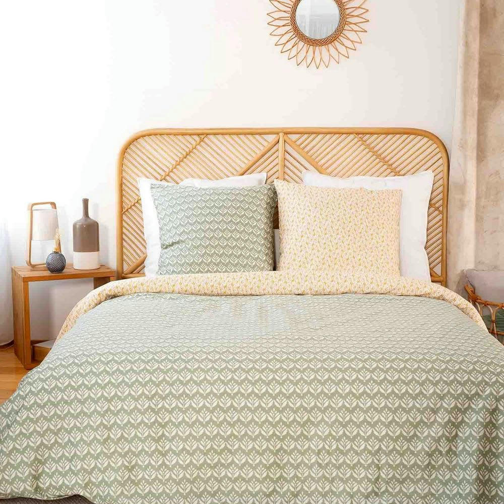 - Parure de lit 2 places satin de coton bio à motifs 220x240 cm