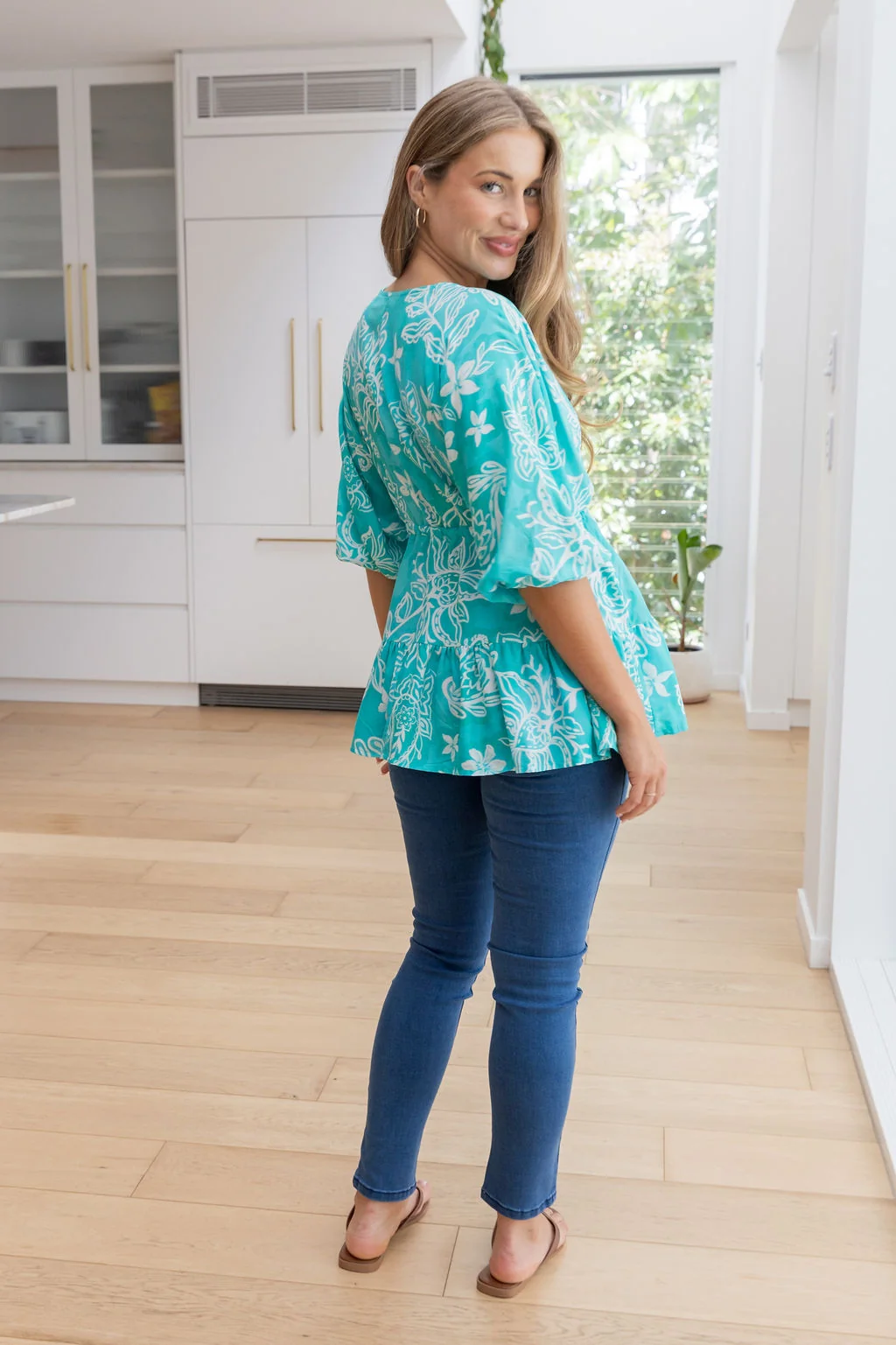 Brooklyn Top in Turquoise Paisley