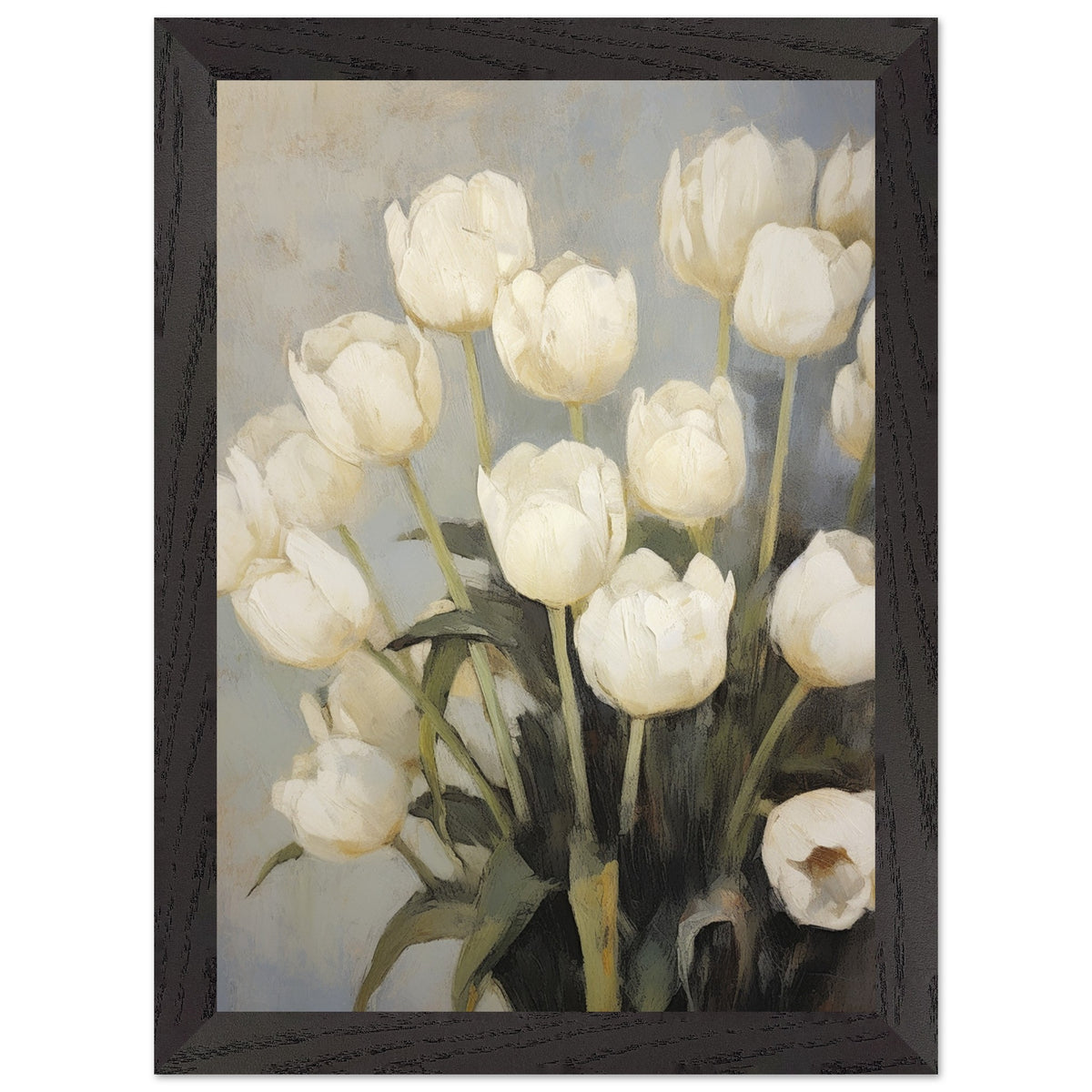 Artfulprints Poster met Lijst White tulips  - A4 21x29.7 cm - Wit