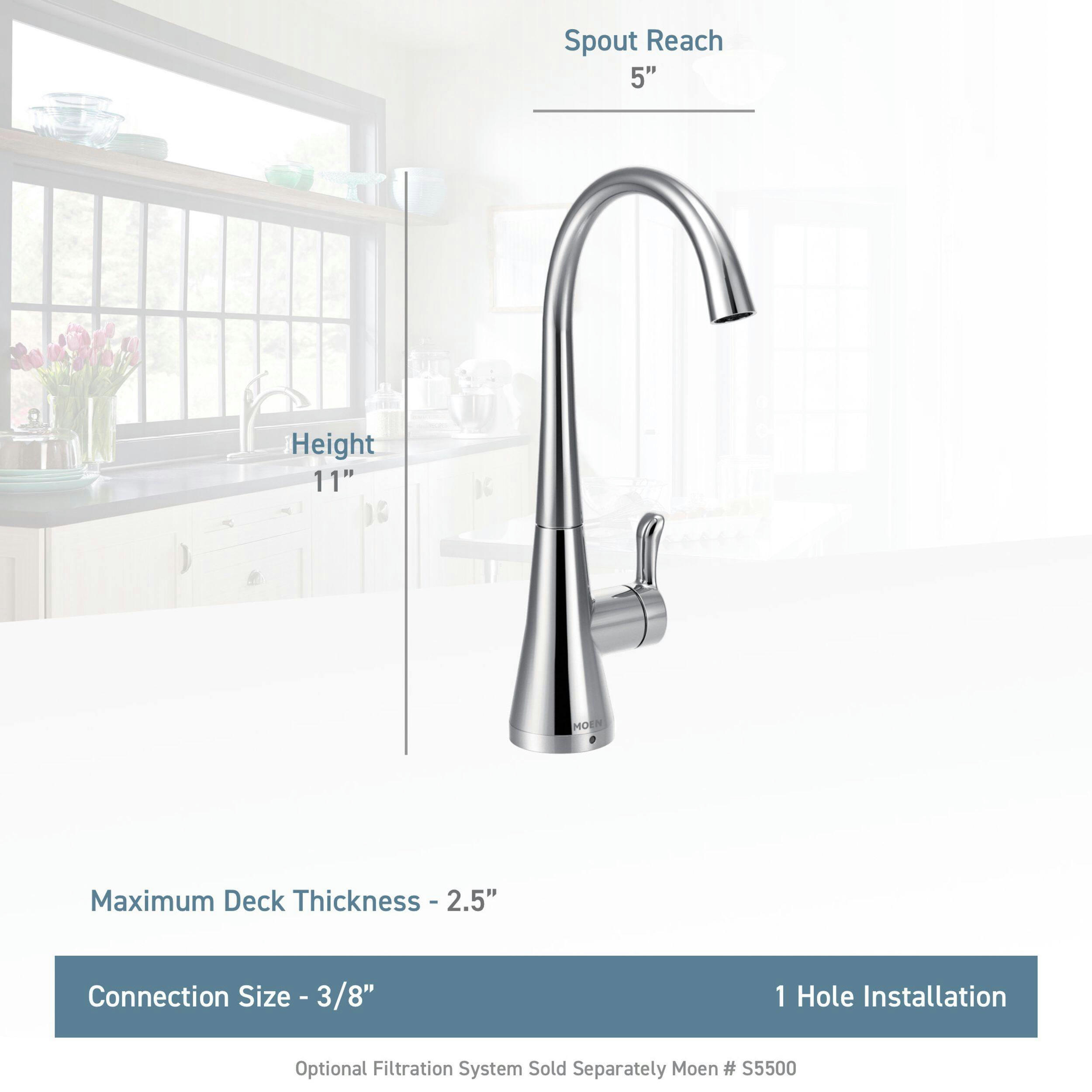 Moen® Sip Single Handle Transitional Cold Water Beverage Kitchen Faucet, Matte Black