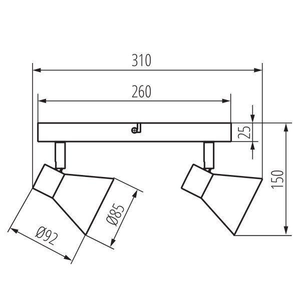 Lampa ścienna sufitowa LL ZIREL EL-2I GU10 LIGHTLOGIC66835 czarna 1 szt.