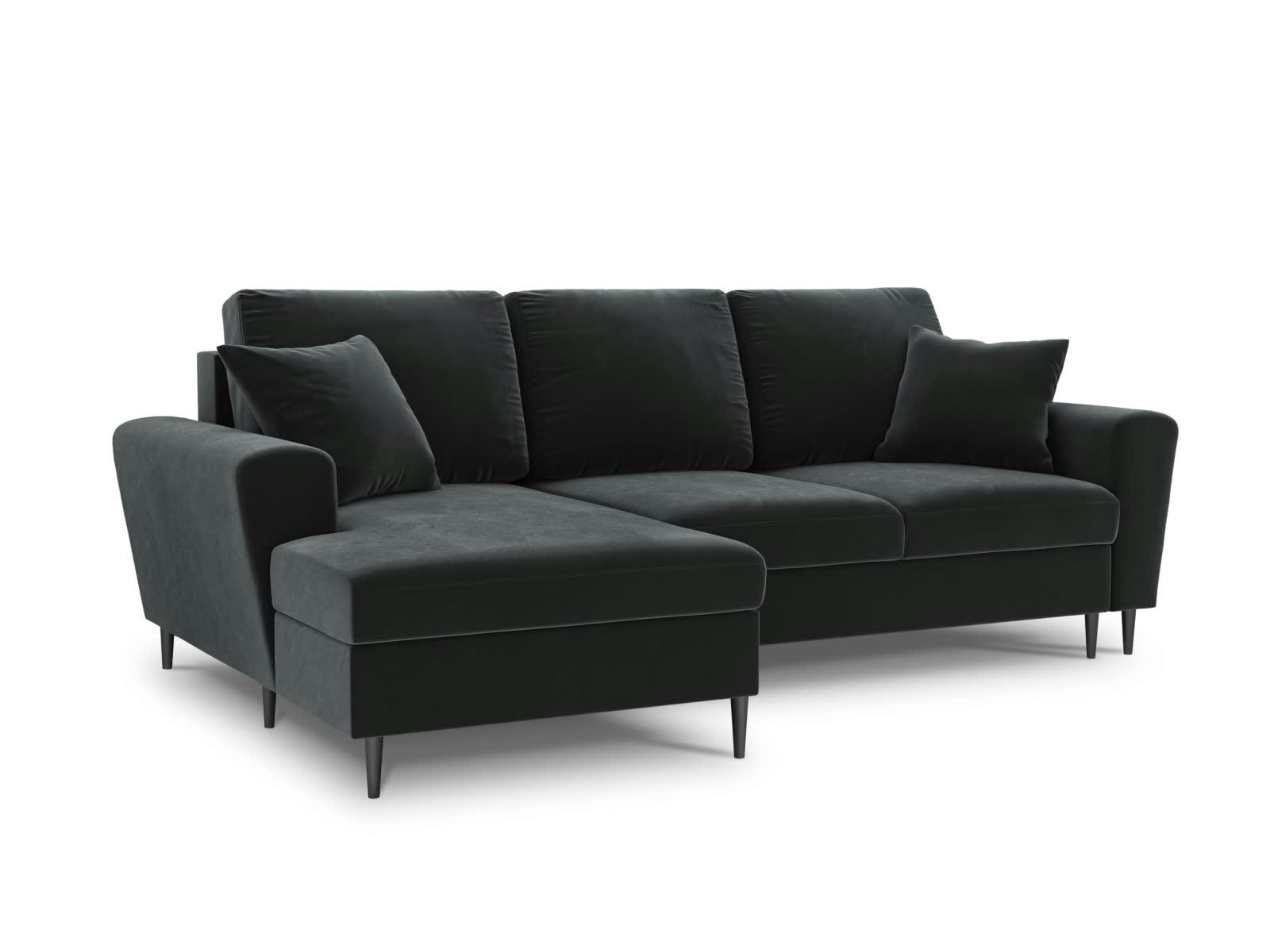 MOGHAN - Canapé d'angle gauche 4 places en tissu velours gris foncé