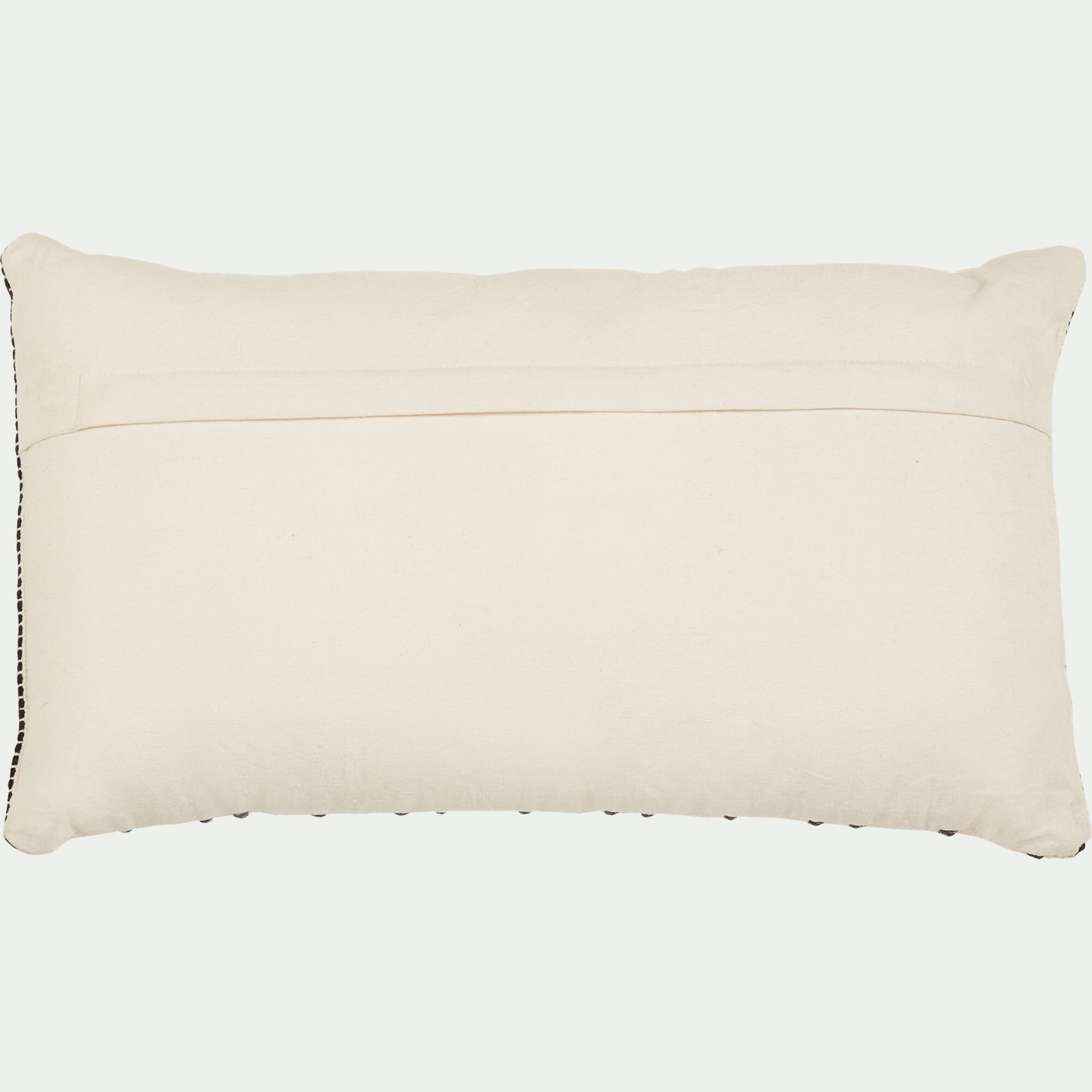 BADIANE - Coussin à rayures brodées en coton 30x50cm - noir et écru