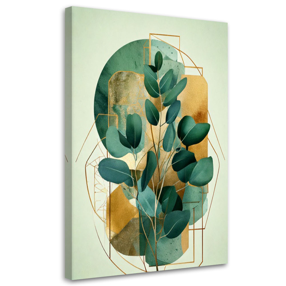 Feeby Obraz na płótnie, Gałązka Liście Geometryczne Abstrakcja 40x60
