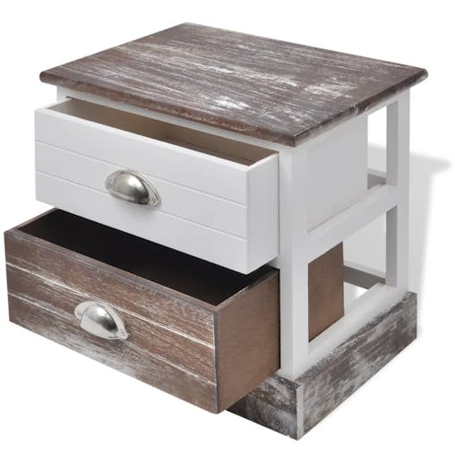 NNEVL Bedside Cabinets 2 pcs Brown and White