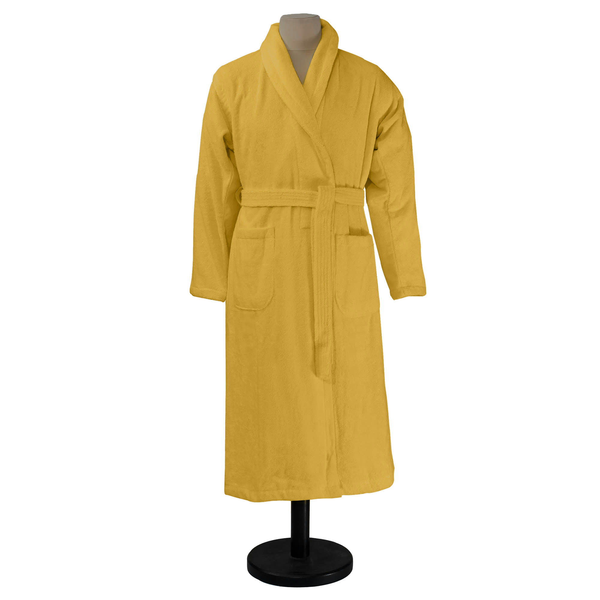 AQUA - Peignoir de bain uni en coton Jaune Safran L