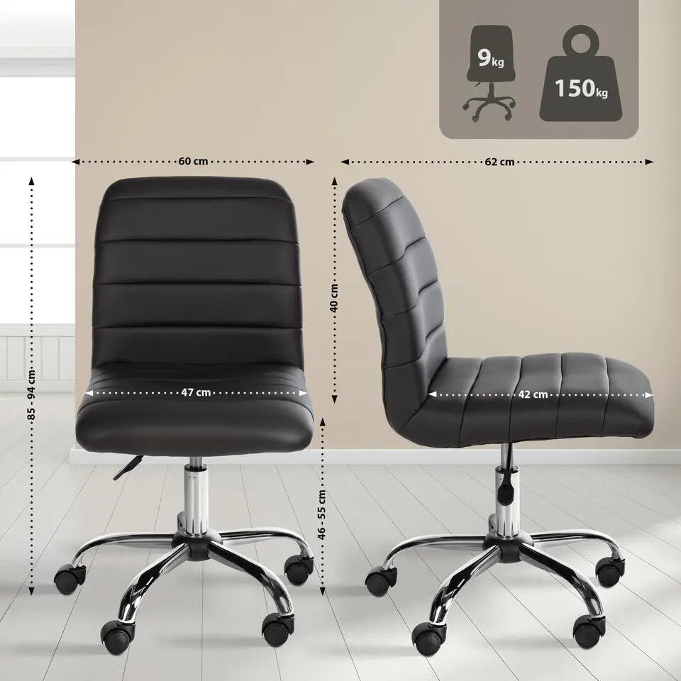 CLP Bureaustoel Redding chroom Frame - Kunstleer - bruin