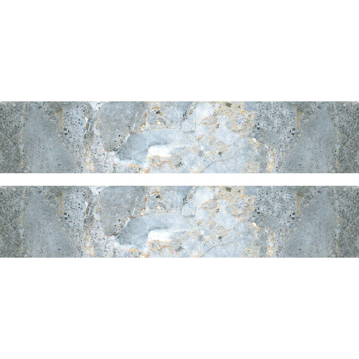 MINERAL - Crédence cuisine Bandeau ALU lot de 2 L100xH20cm Gris Pierre