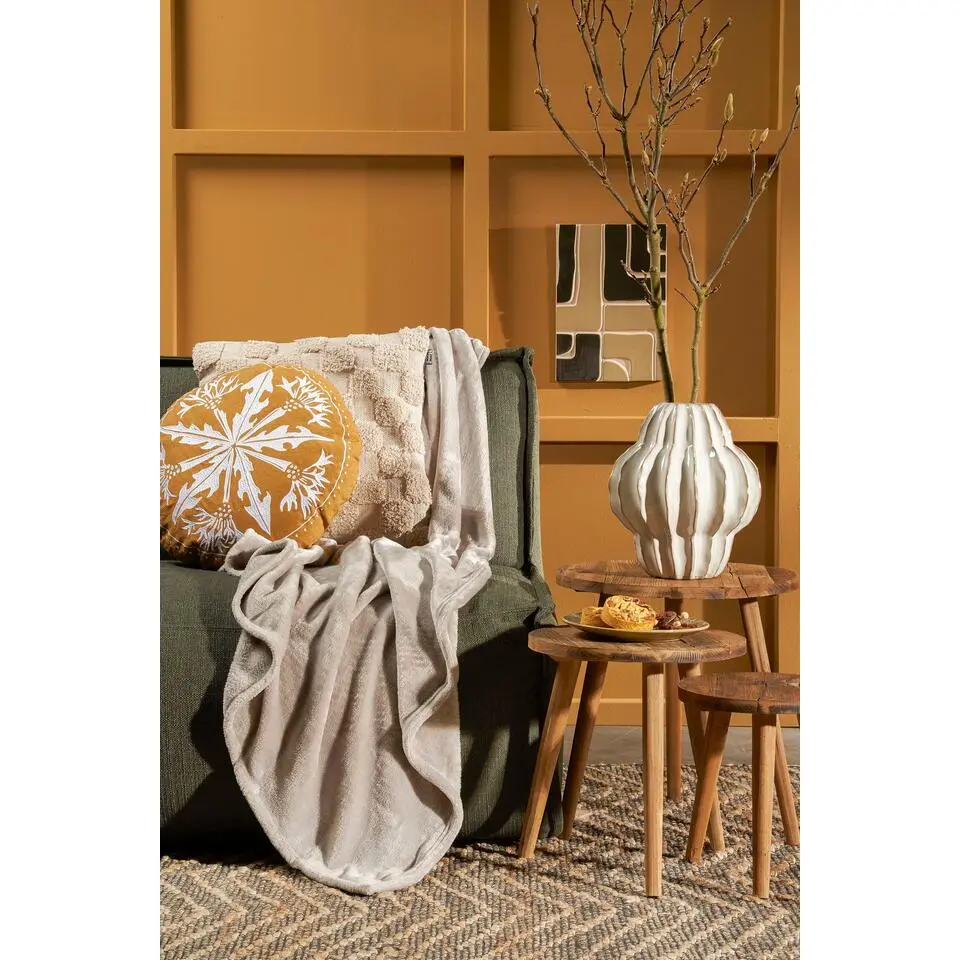 Mica Decorations Famke Fleece Plaid - 180 x 130 cm - Beige