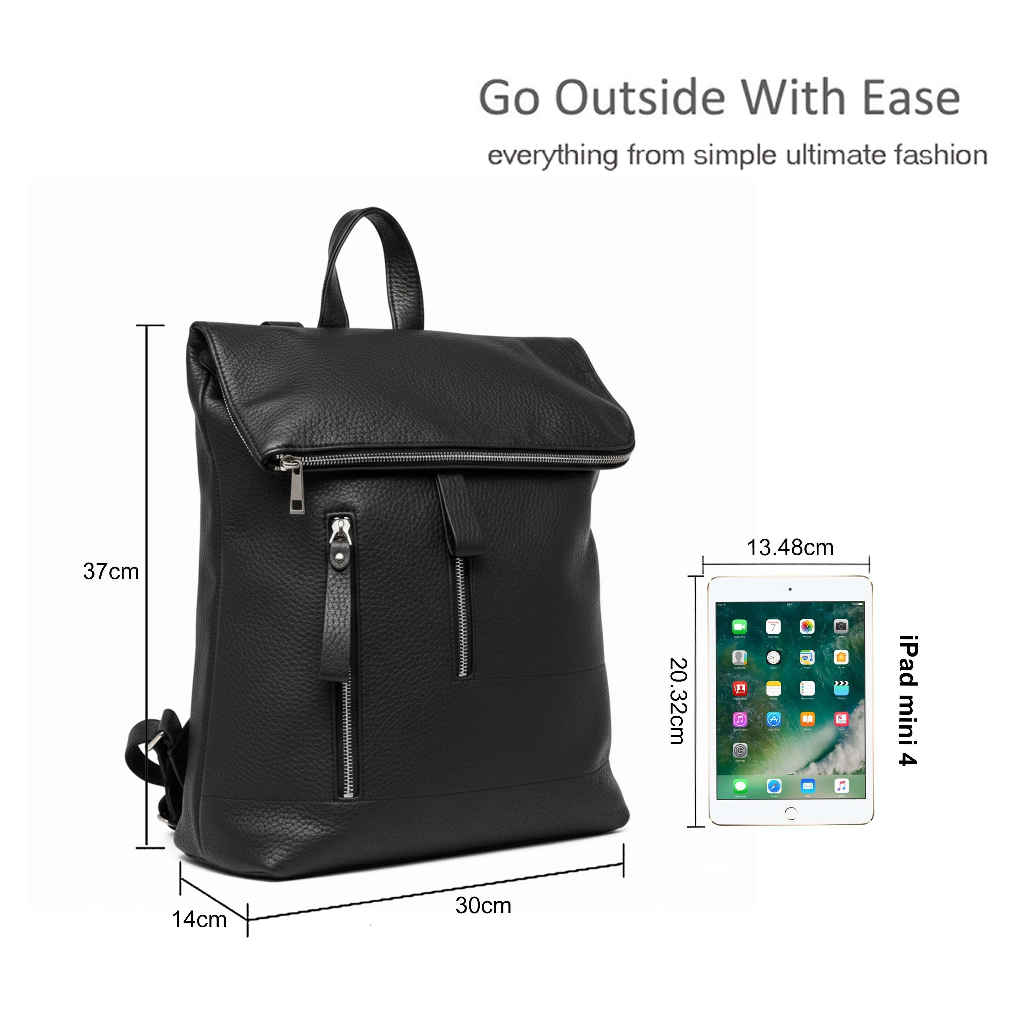 Kitise Pebbled Pu Leather Foldover Rommy Backpack Travel Bag