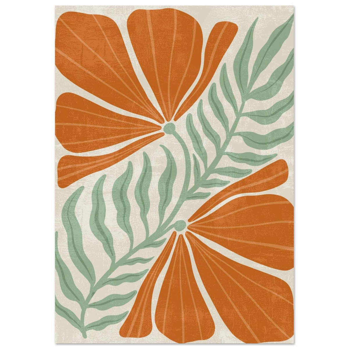 Artfulprints Poster Boho – Orange florals  - A4 21x29.7 cm - Oranje