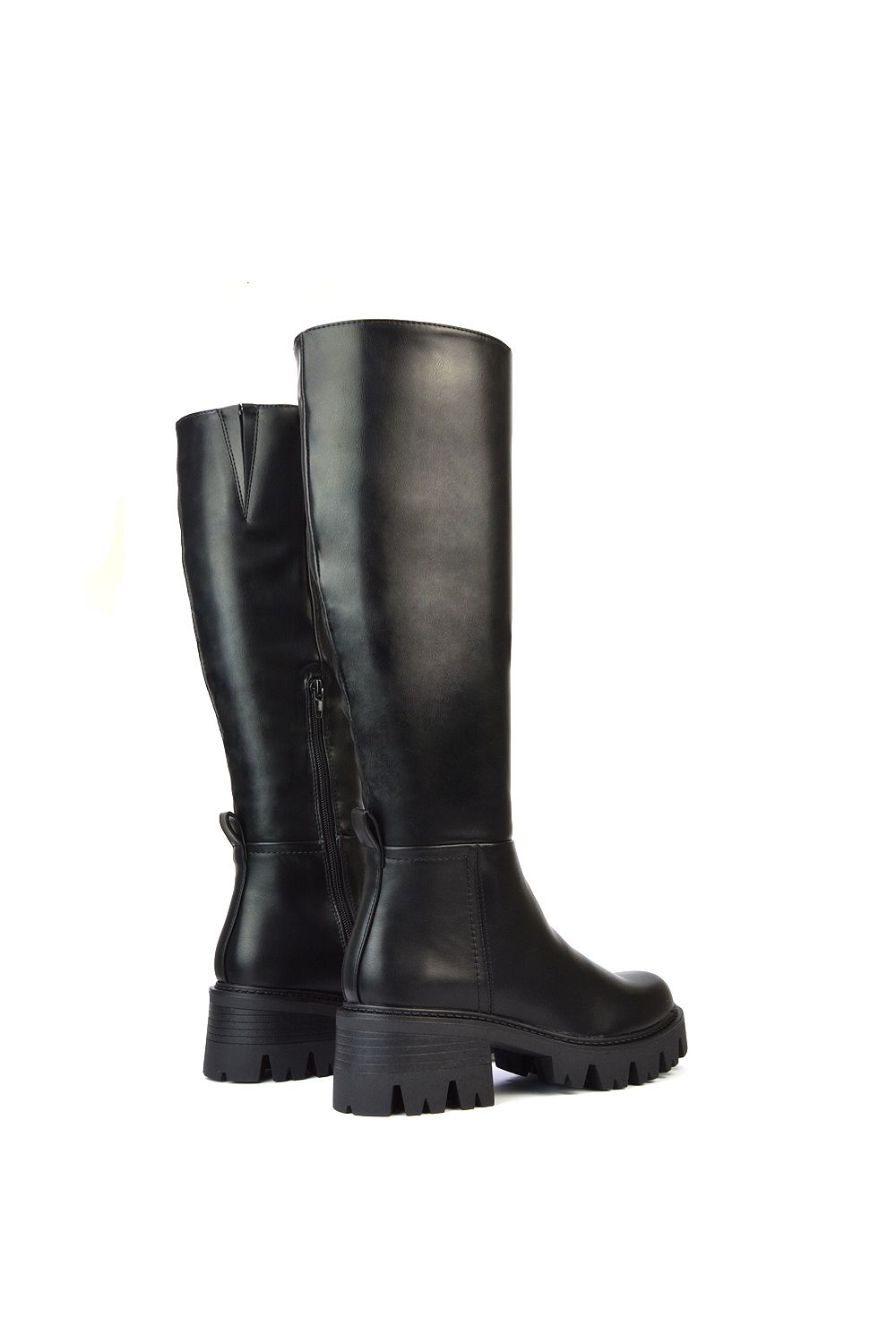 XY London Aubree' Chunky Platform Block Heel Knee High Biker Boots