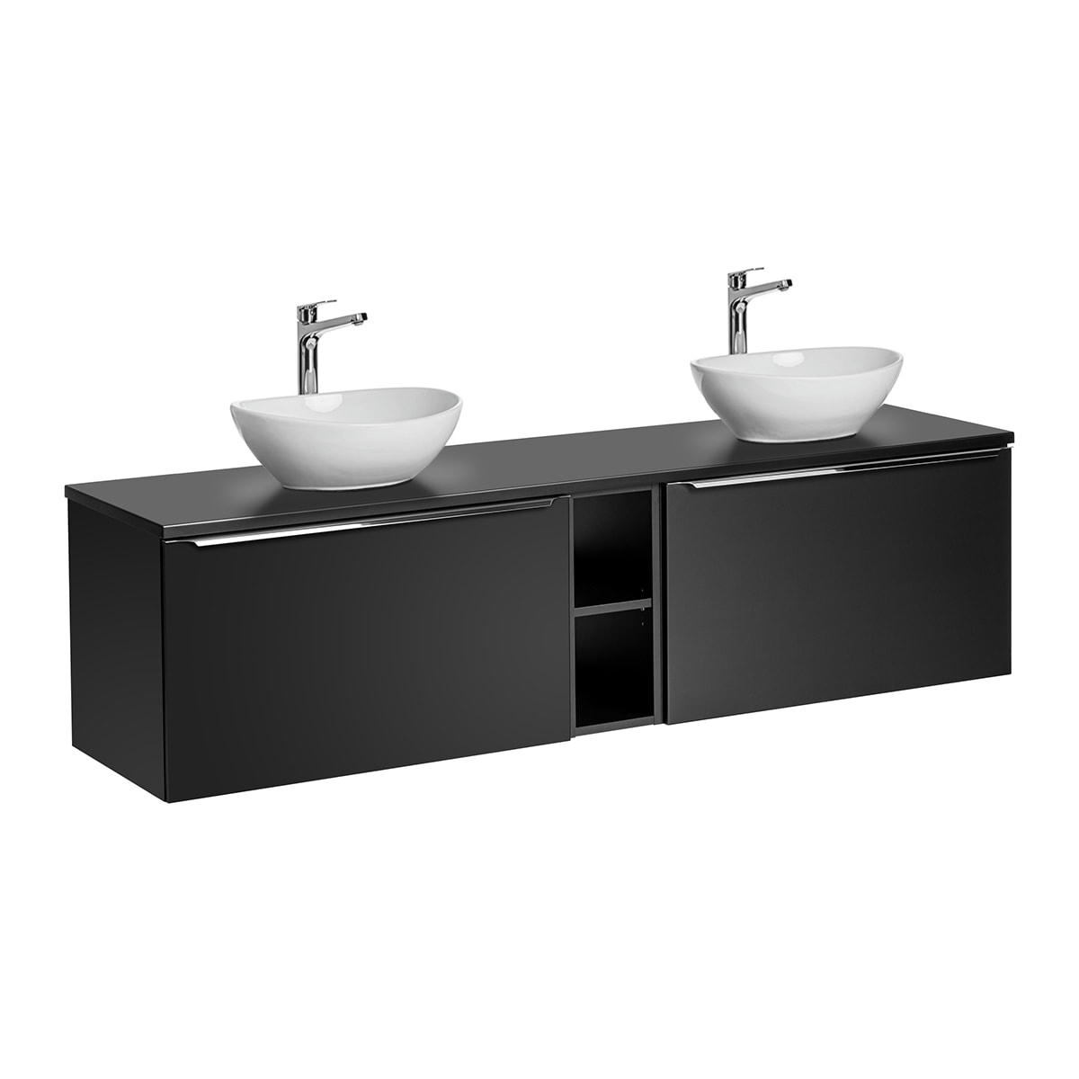 - Meuble double vasque 180cm 2 niches noir