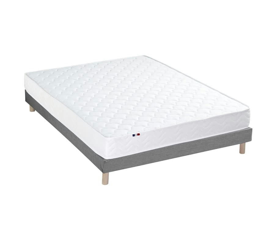 ENSEMBLE SPECTRE - Ensemble matelas ressorts fermes sommier gris 140x190