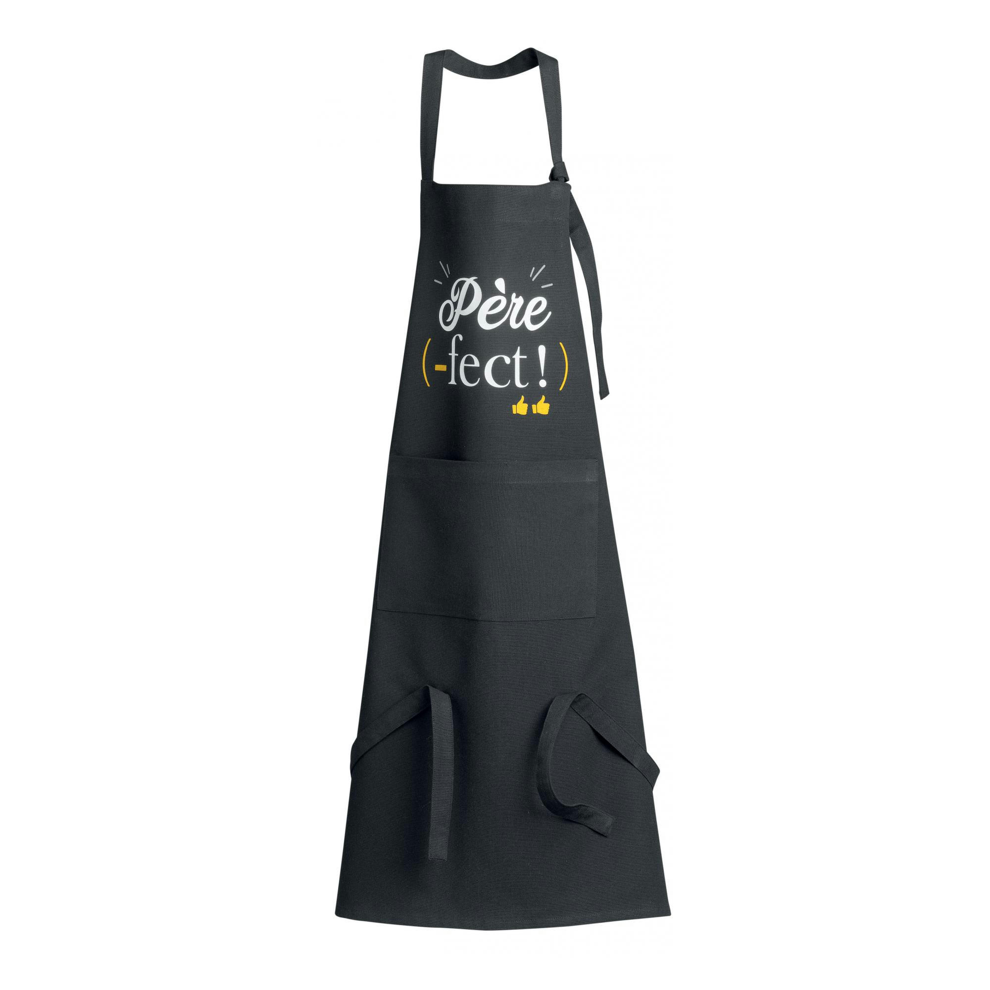 PEPS - Tablier de cuisine père-fect recyclé en coton noir 72 x 90