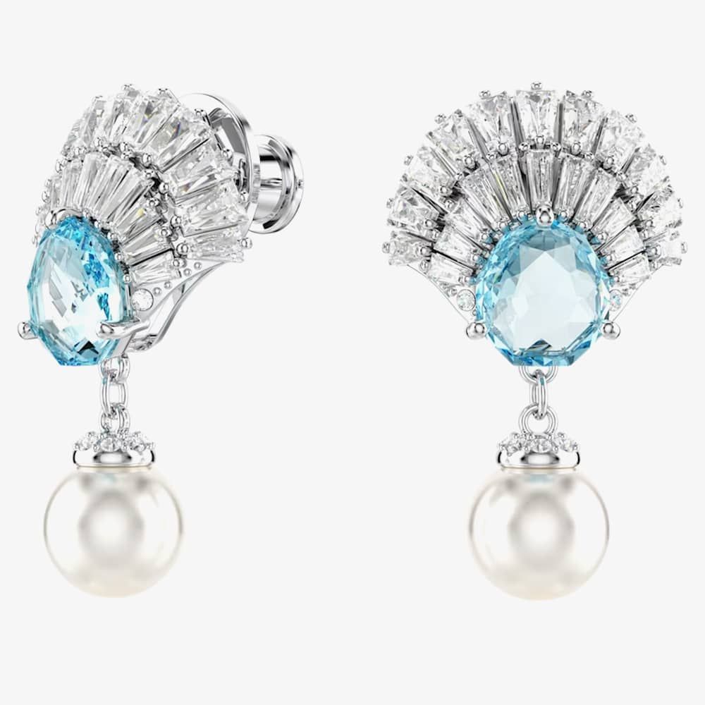 Swarovski Swarovski Idyllia Rhodium Plated Blue Sheel & Pearl Dropper Earrings 5680301