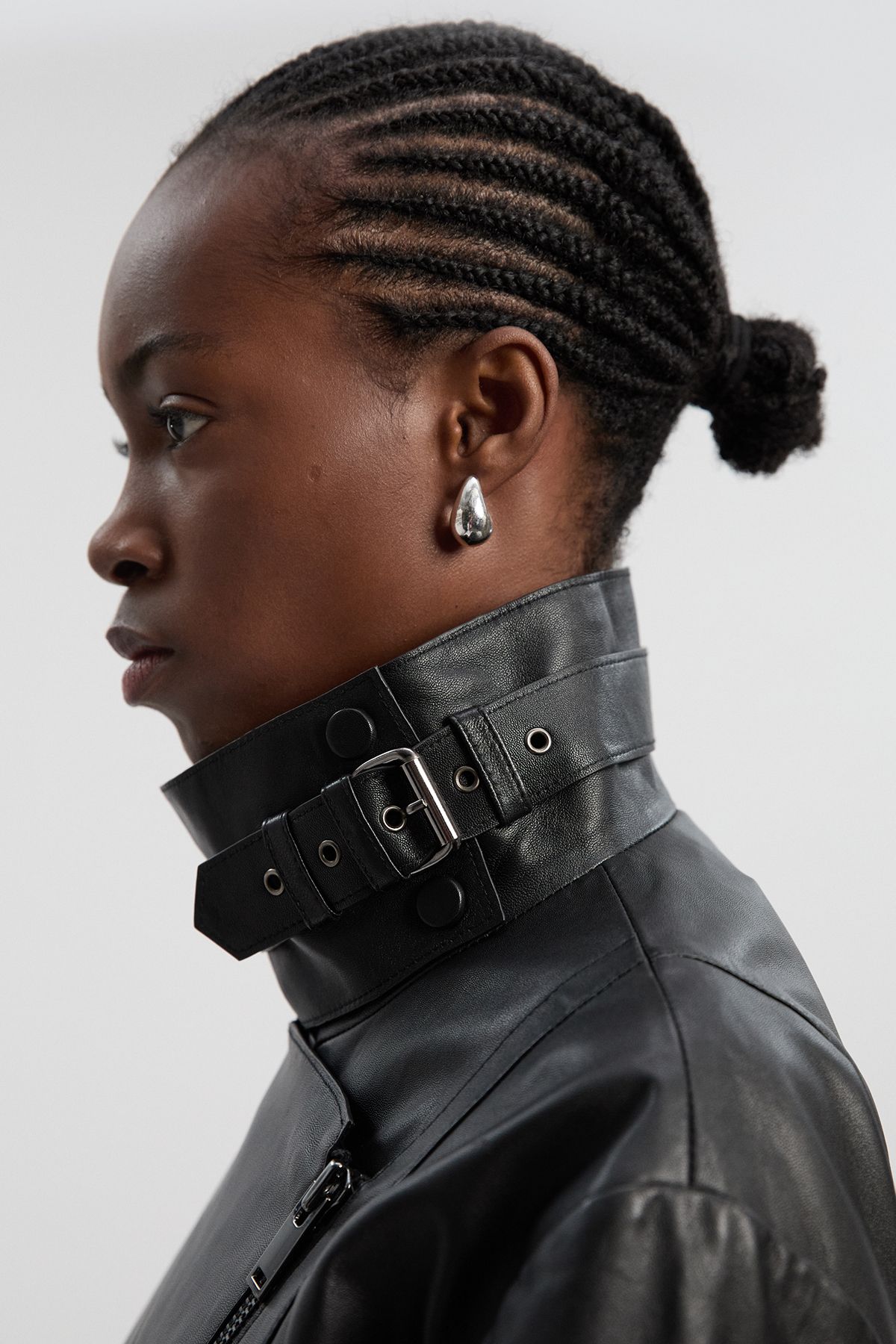 KarenMillen Leather Relaxed Biker Jacket
